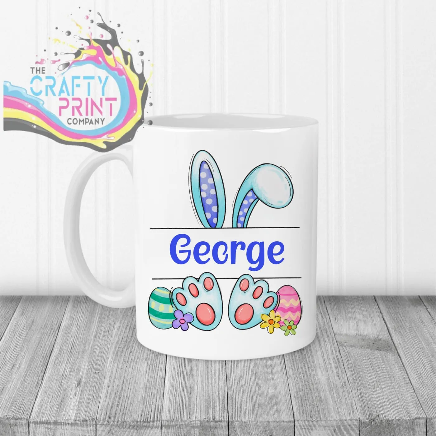 Easter Bunny Ears Feet Personalised Mug