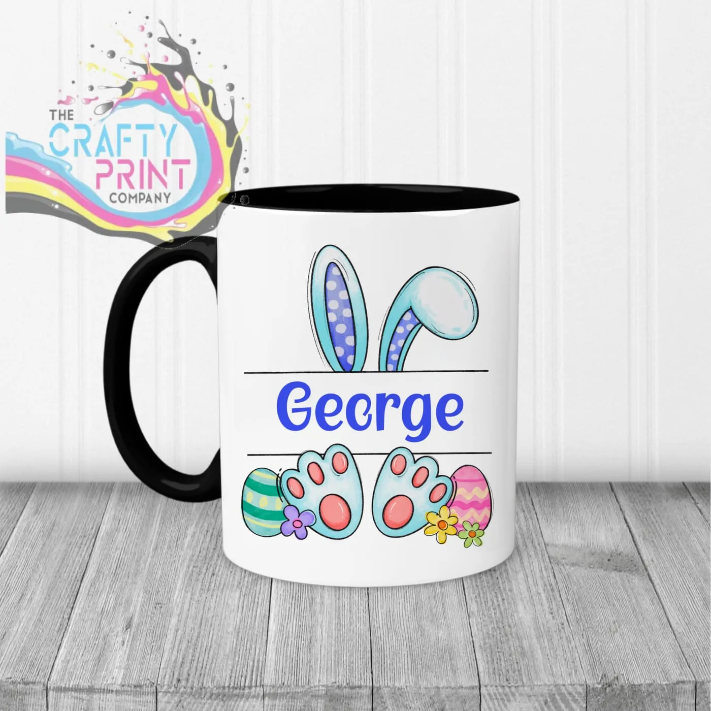 Easter Bunny Ears Feet Personalised Mug