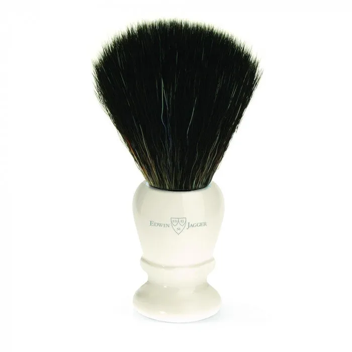 Edwin Jagger - Imitation Ivory 21mm Shaving Brush (Black Synthetic) - 21P47