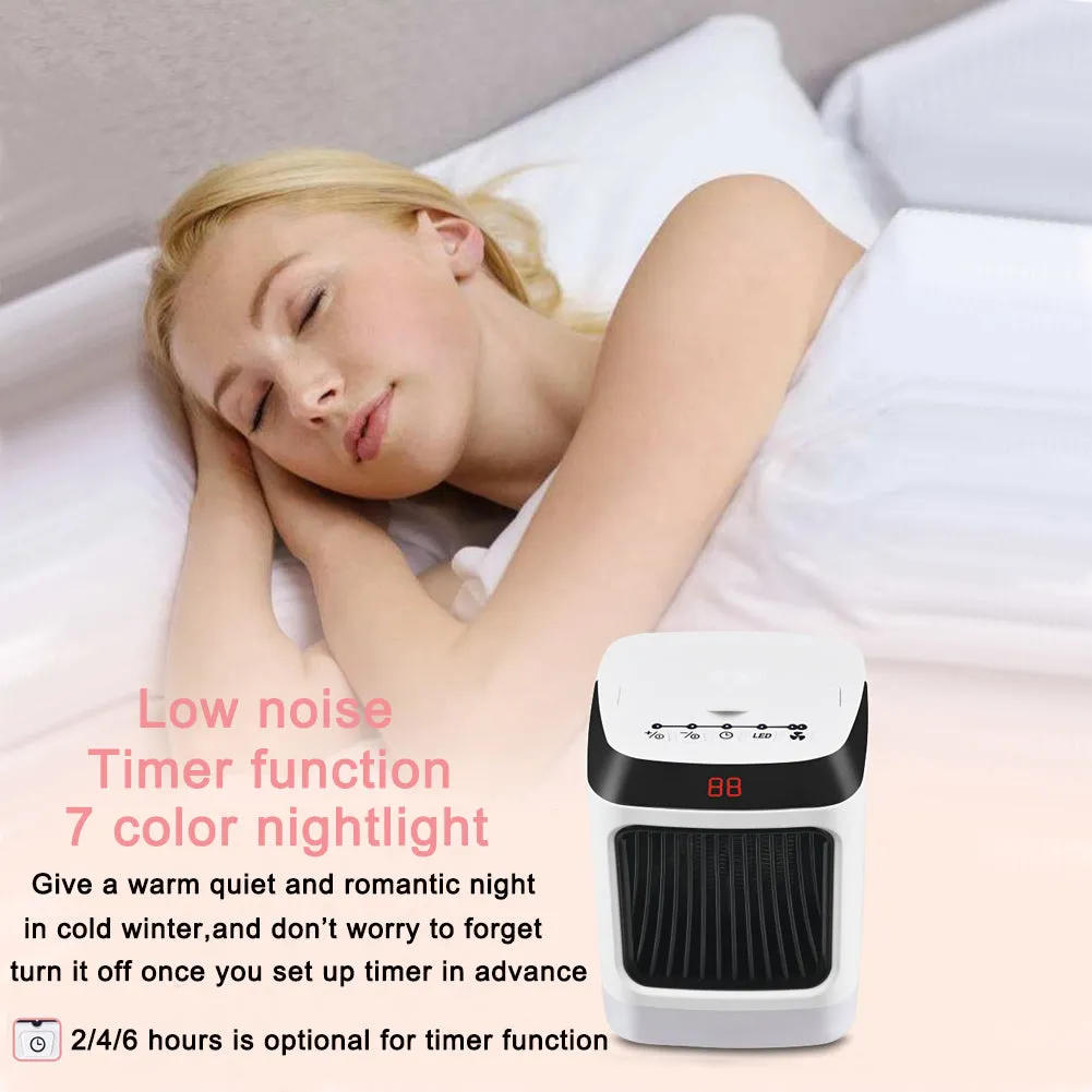 Electric Desktop Room Space Heater With LED RGB light/Digital Temp Display, Electric Handy Fan Heater