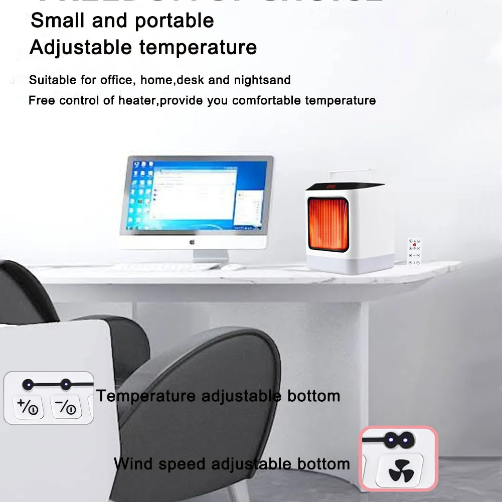 Electric Desktop Room Space Heater With LED RGB light/Digital Temp Display, Electric Handy Fan Heater