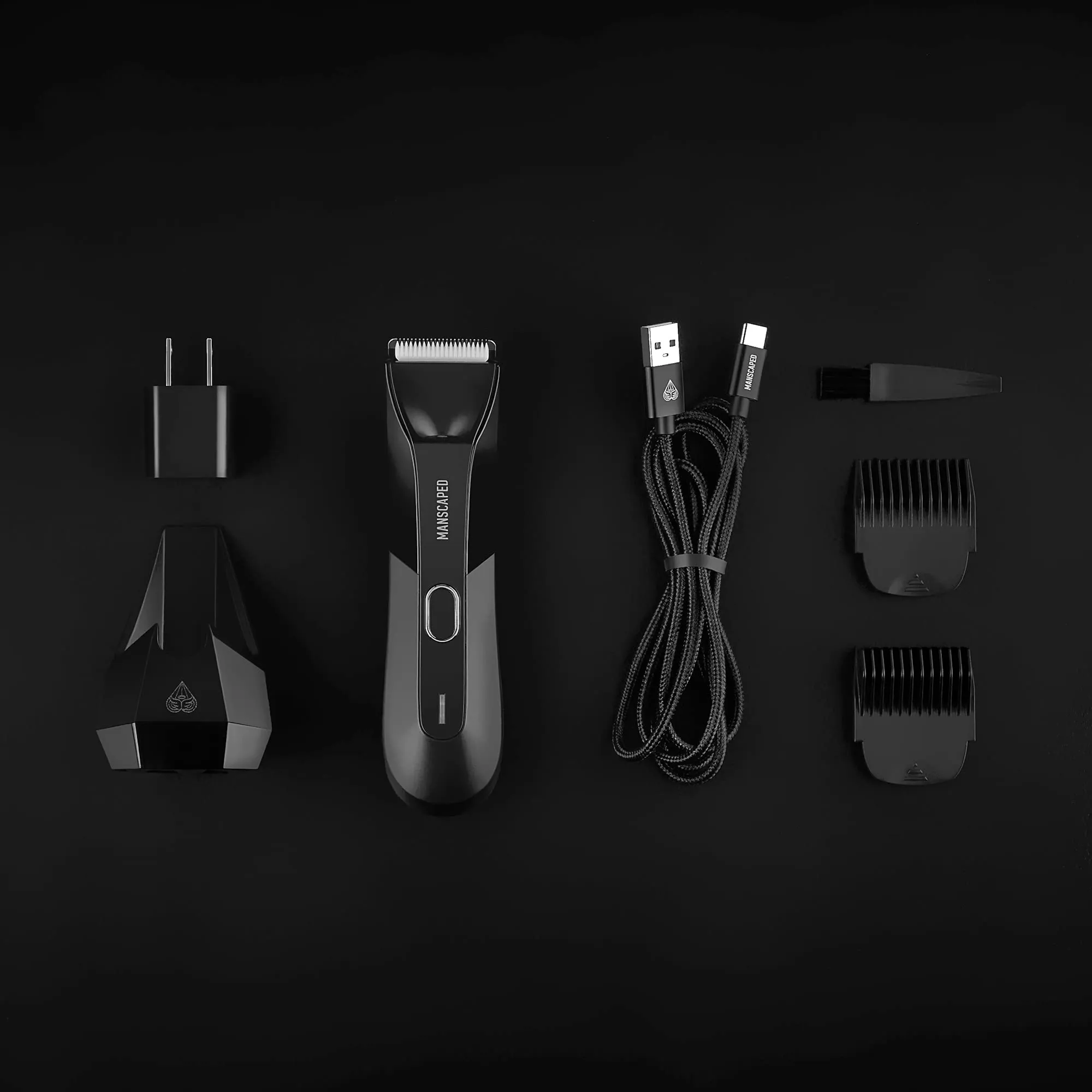 Electric Groin Hair Trimmer, Replaceable Skin Safe Ceramic Blade Heads, Waterproof Wet/Dry Clippers, Rechargeable, Wireless Charging, Male Hygiene Grooming Razor