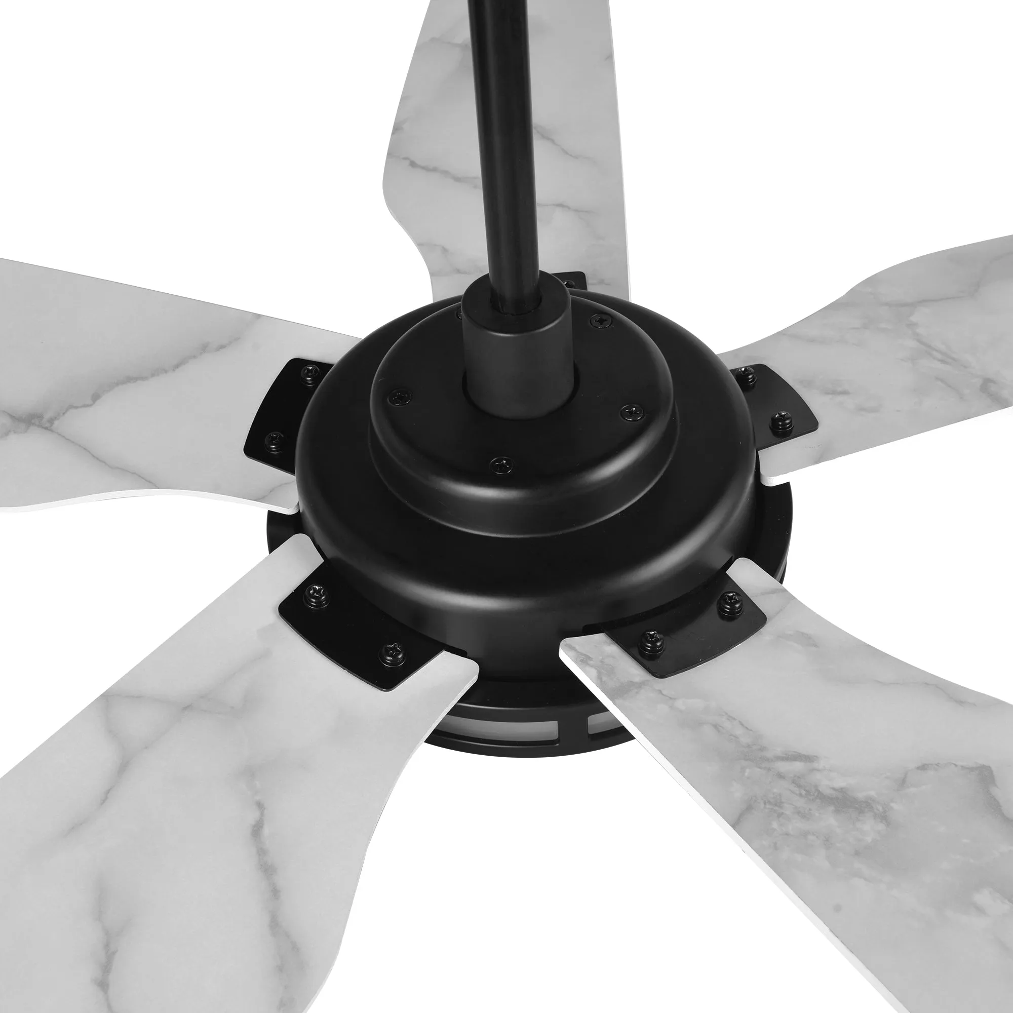 ELIRA 52 inch 5-Blade Smart Ceiling Fan with LED Light Kit & Remote - Black/Marble Pattern