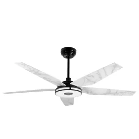 ELIRA 52 inch 5-Blade Smart Ceiling Fan with LED Light Kit & Remote - Black/Marble Pattern