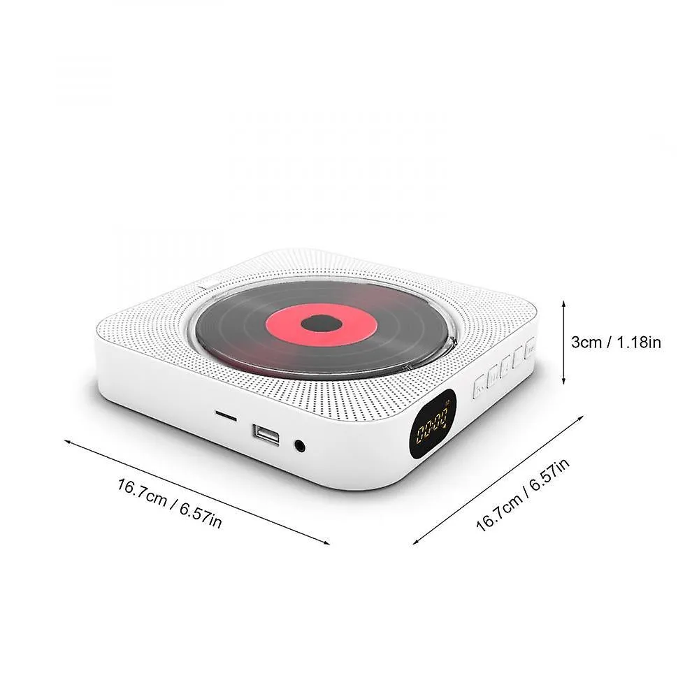 EU Plug Portable Cd Player Bluetooth Speaker Stereo Led Screen Wall Mountable Music With Ir Remote Control Fm Radio