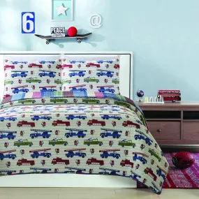 Firetrucks - 3 Piece Reversible Quilt Set