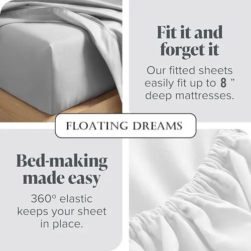 FLOATING DREAMS 260 TC Premium Cotton Elastic Fitted Double Bed Sheet with Same Desighn 2 Pillow Covers (Bedsheet Size 72x78 Inch)(Pillow Cover Size 18x28 Inch)