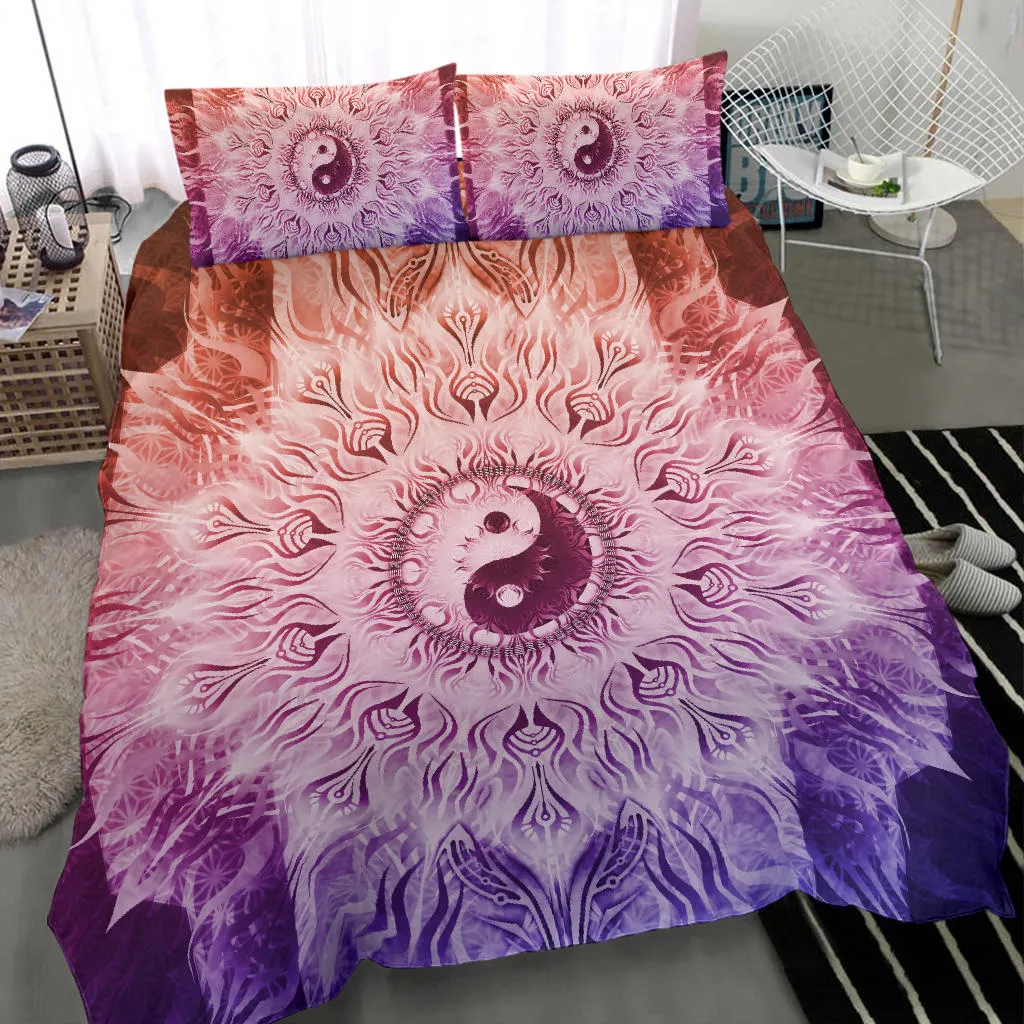 Fractalized Rainbow Yin & Yang Mandala | Bedding Set | Mandalazed