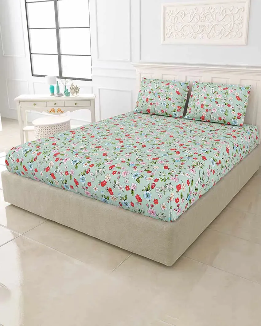 Freesia Floral Polycotton Flat Bedding Set | King Size | 108 x 108 inches