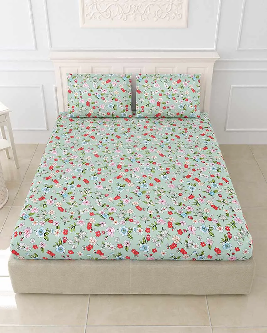 Freesia Floral Polycotton Flat Bedding Set | King Size | 108 x 108 inches