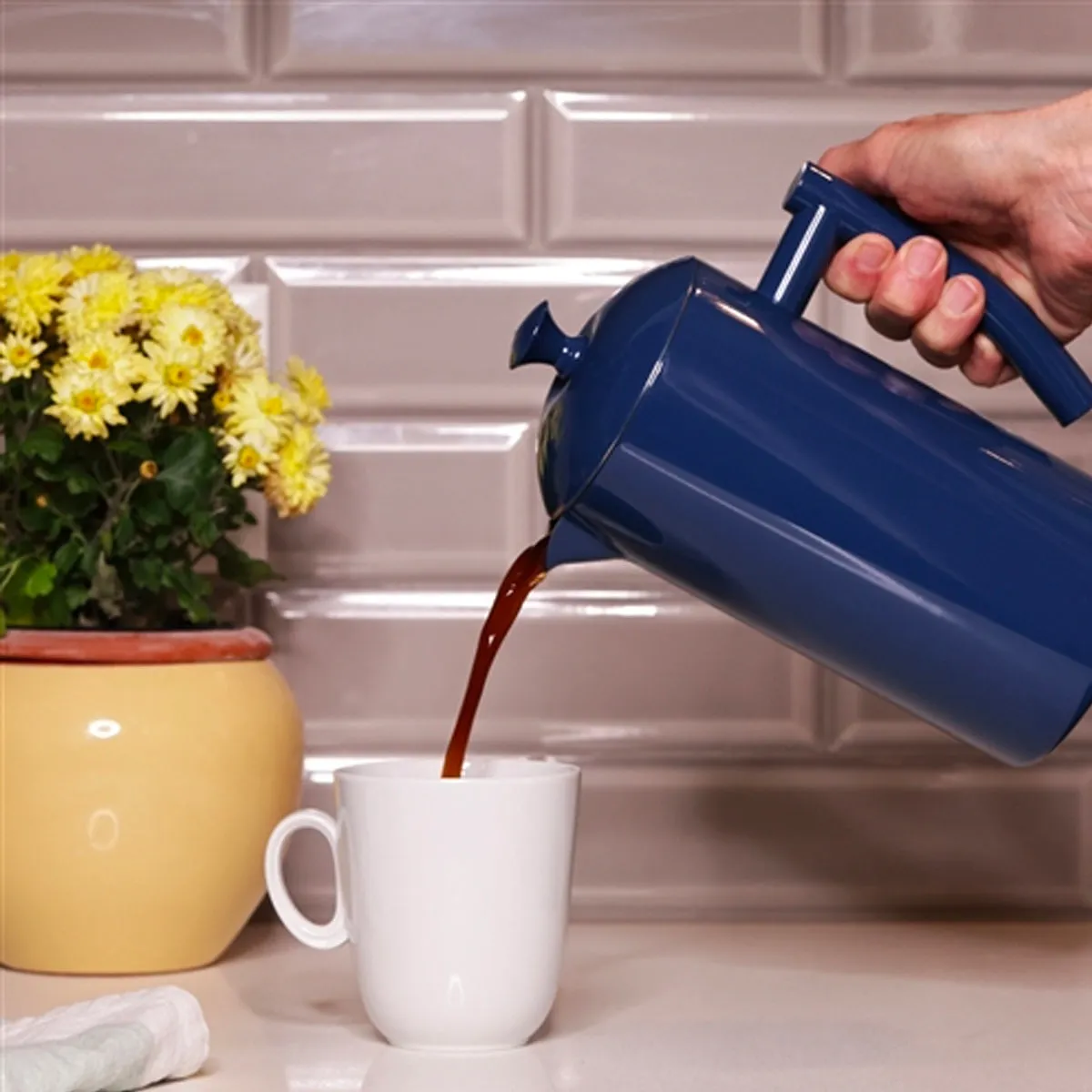 Frieling 34oz Stainless Steel Insulated French Press, Navy #7002