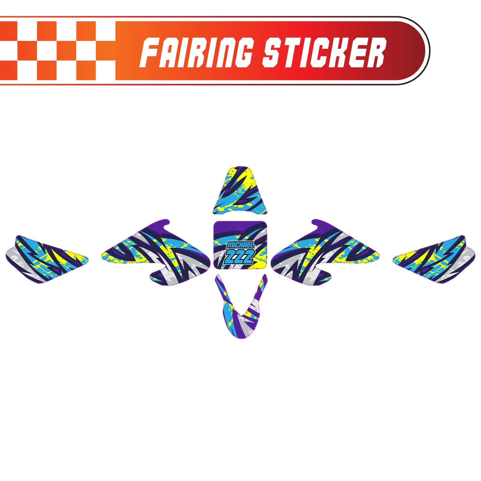 Graphic Kit Decals Fairing Sticker Custom Number For Razor MX500 MX650 - C008 Kaleidoscope Blast