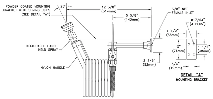 Guardian G5014 Eyewash/Drench Hose Unit, Wall Mounted