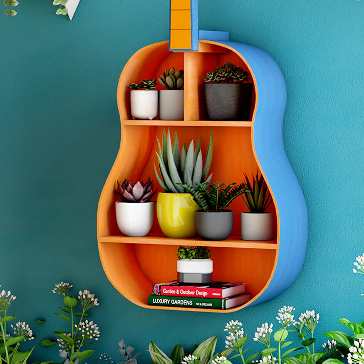 Handcrafted Guitar Shelf - Blue | With love from India