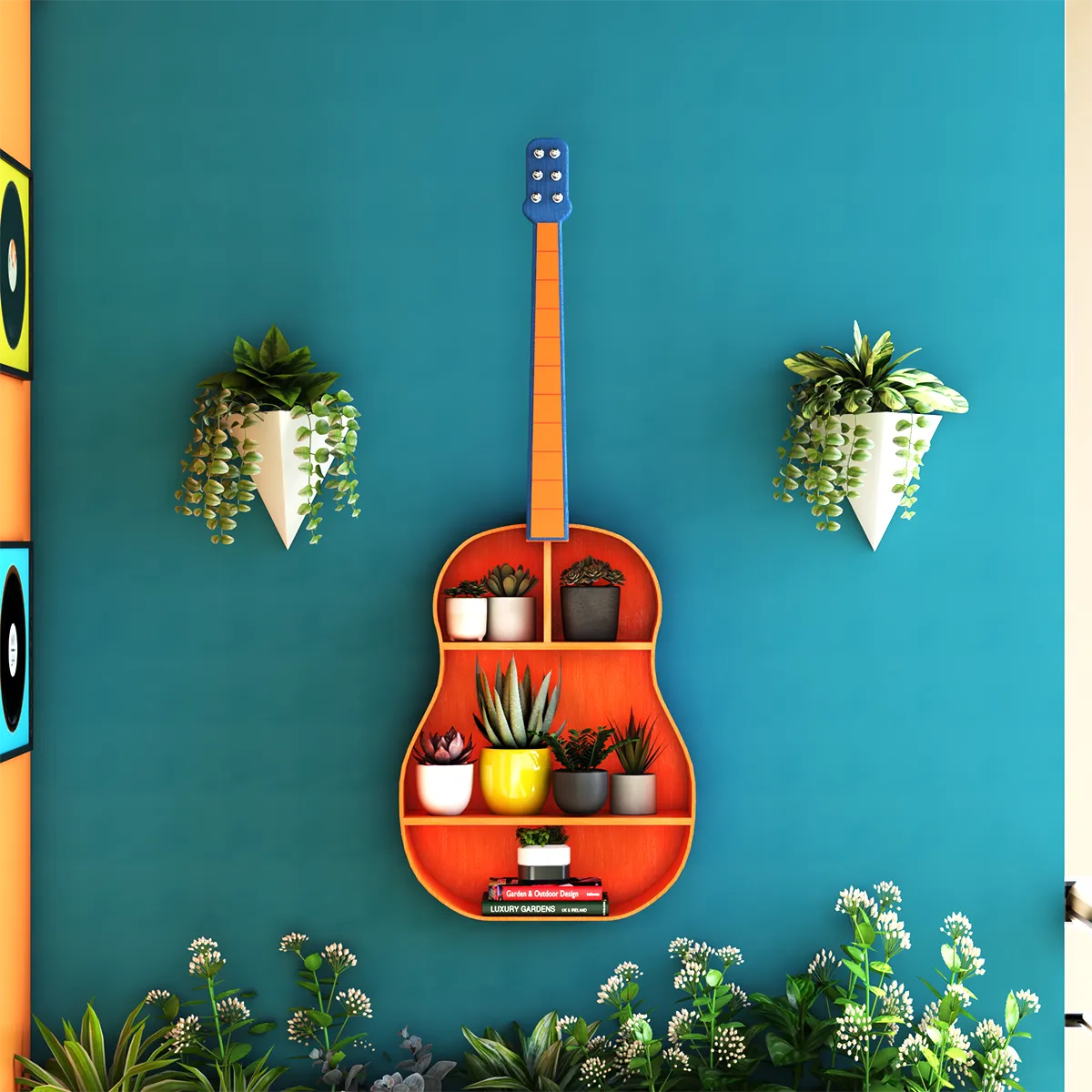 Handcrafted Guitar Shelf - Blue | With love from India