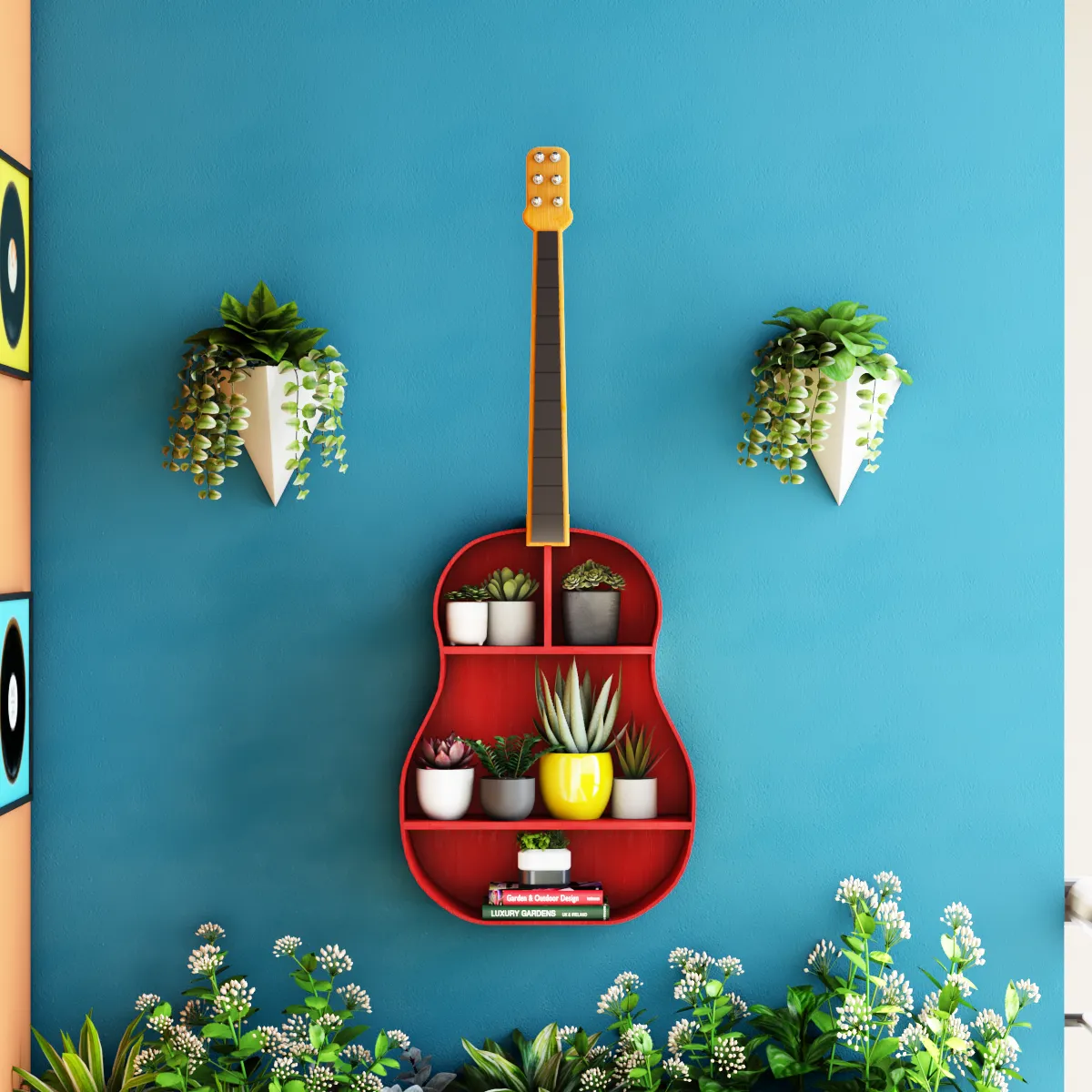 Handcrafted Guitar Shelf - Red | With love from India