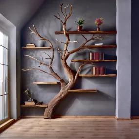 Handmade Tree Bookshelf for Floor Decor