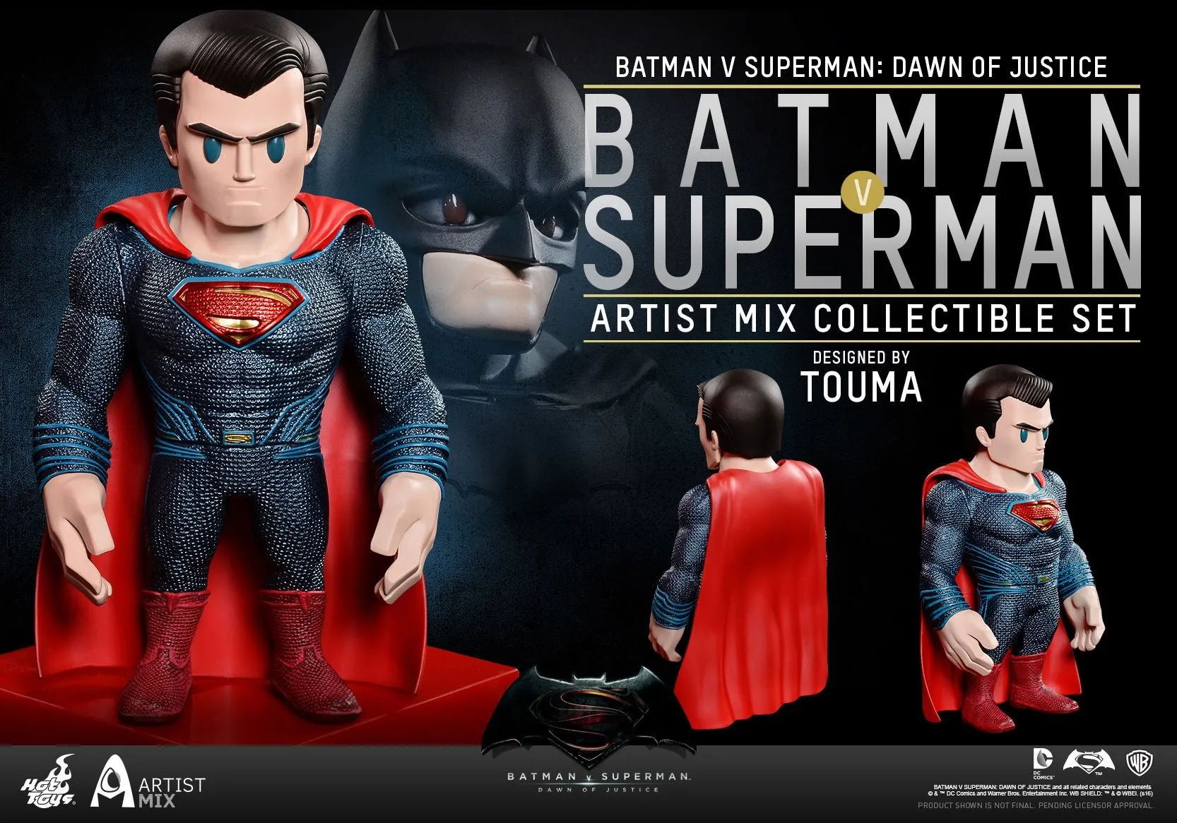 Hot Toys – AMC018-019 – BvS: Dawn of Justice - Batman & Superman Artist Mix Collectible Bobble-Head Designed by TOUMA