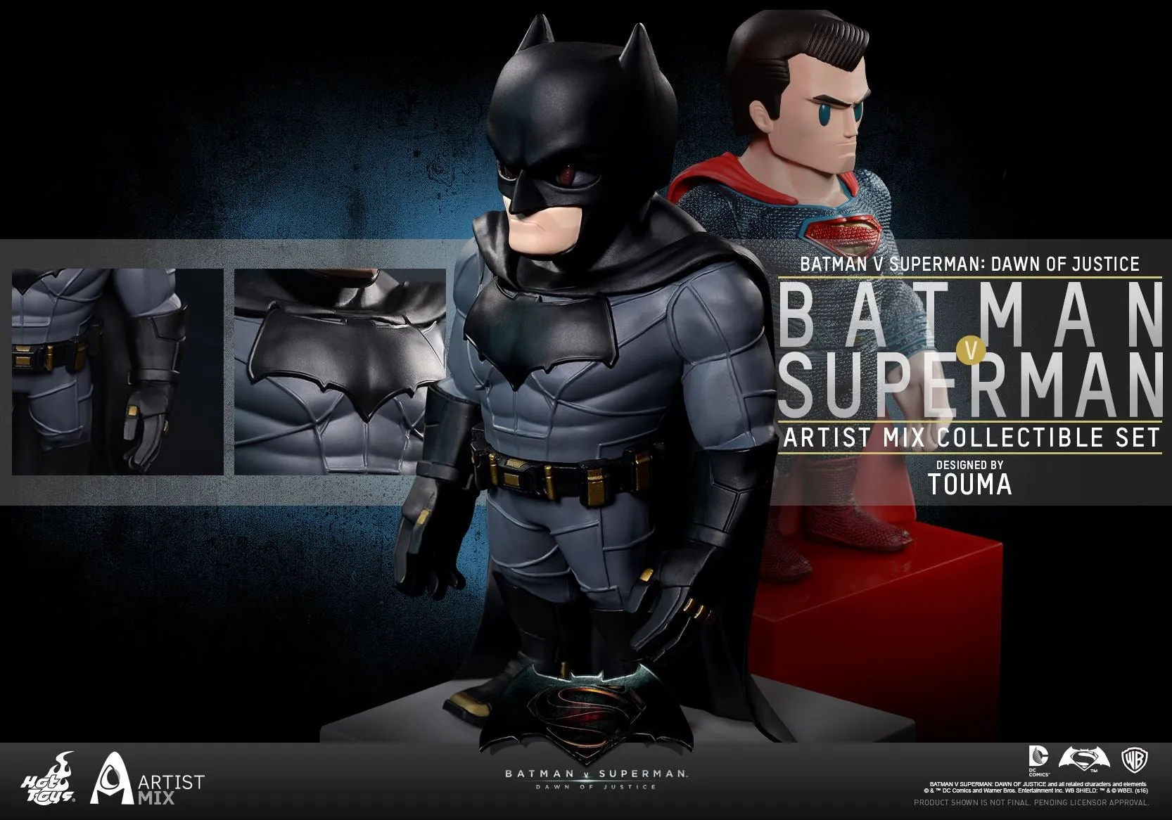 Hot Toys – AMC018-019 – BvS: Dawn of Justice - Batman & Superman Artist Mix Collectible Bobble-Head Designed by TOUMA