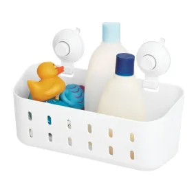 iDesign Cade Push Lock Shower Suction Rectangle Basket in White