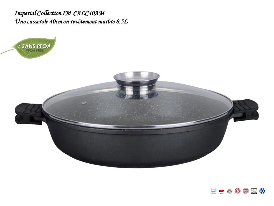 Imperial Collection IM-CALC40AM; A low saucepan 40cm in marble 8.5L