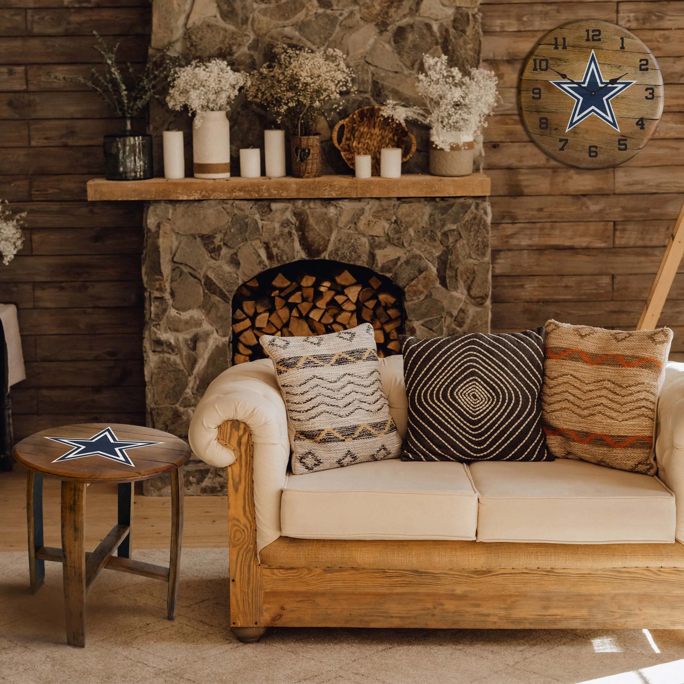 Imperial Dallas Cowboys Oak Barrel Table