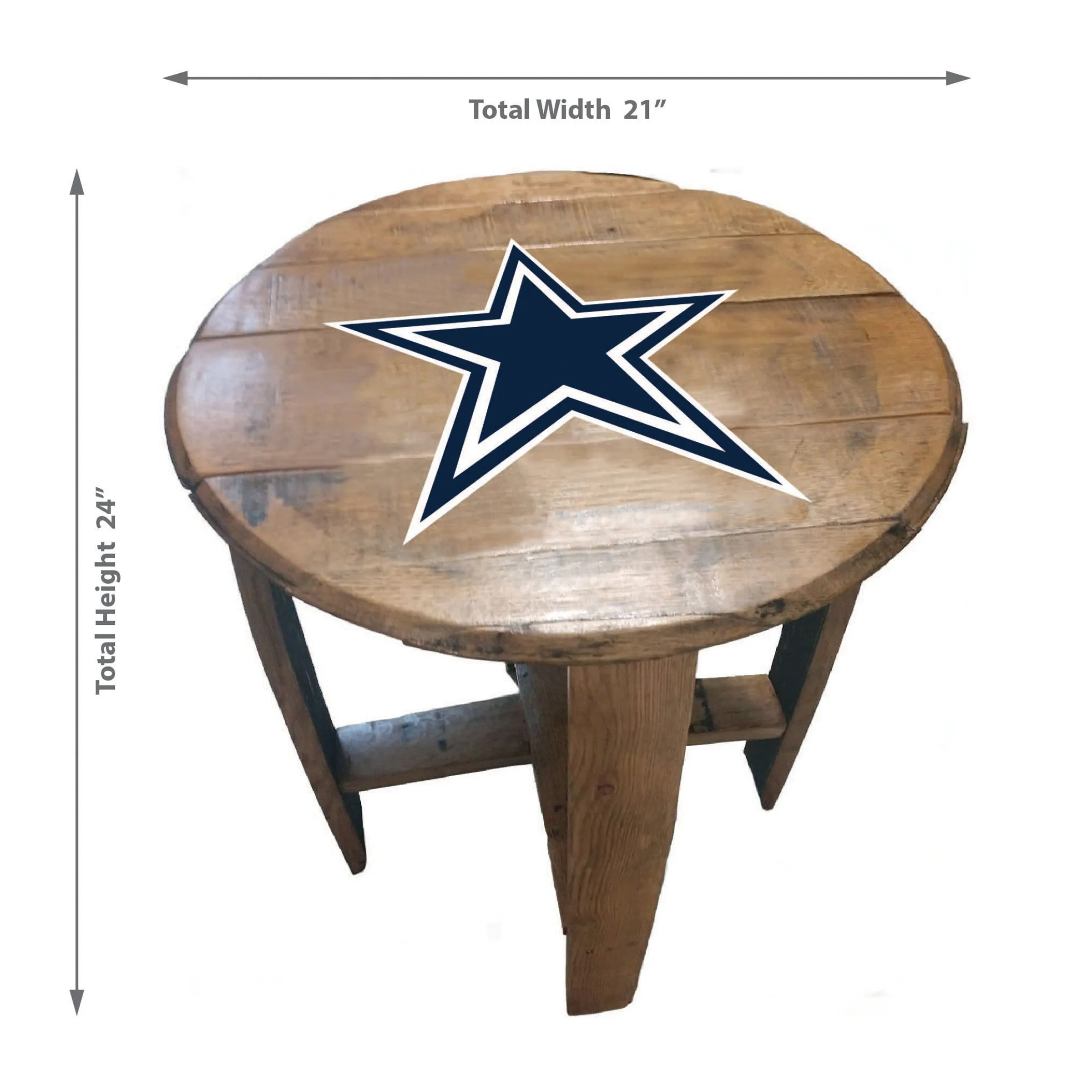 Imperial Dallas Cowboys Oak Barrel Table