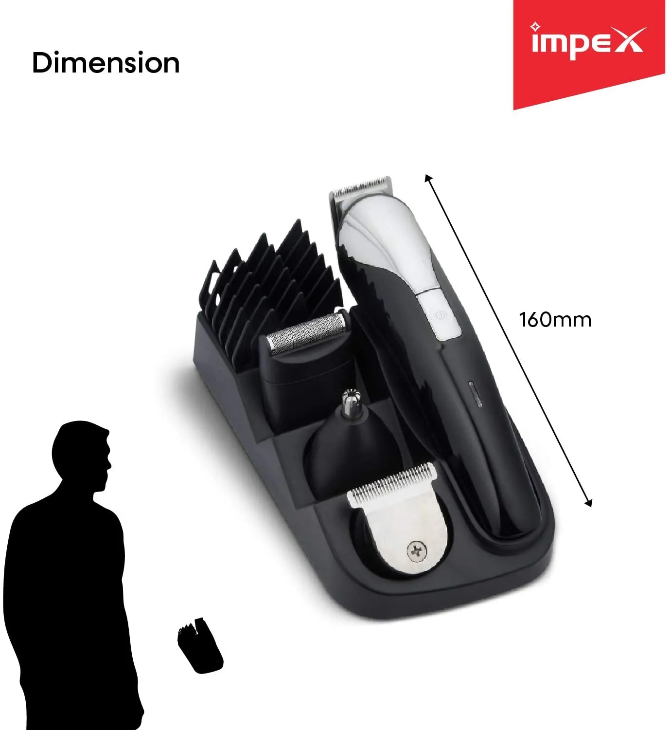 Impex GK 401 8-in-1 Professional Multi grooming and Trimmer Kit nose trimmer Cordless with USB Charging 60 Mins Run Time