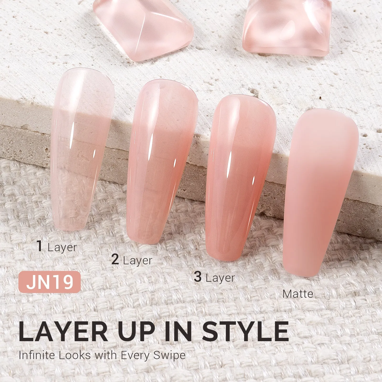 Jeweliver Jelly Gel Polish 15ml - Pink Rhodonite - JN19