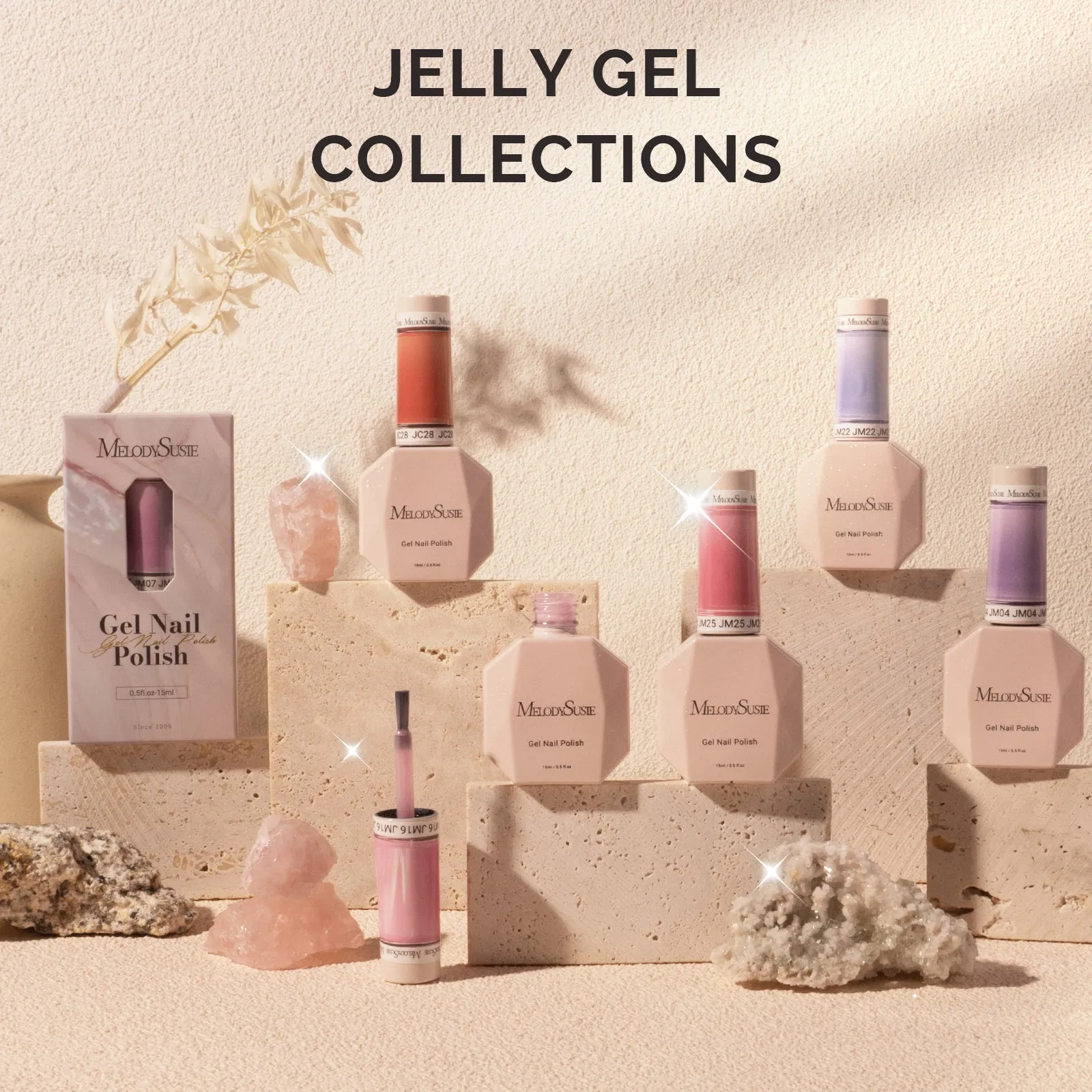 Jeweliver Jelly Gel Polish 15ml - Pink Rhodonite - JN19