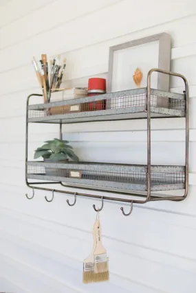 Kalalou Double Wall Shelf With Coat Hooks