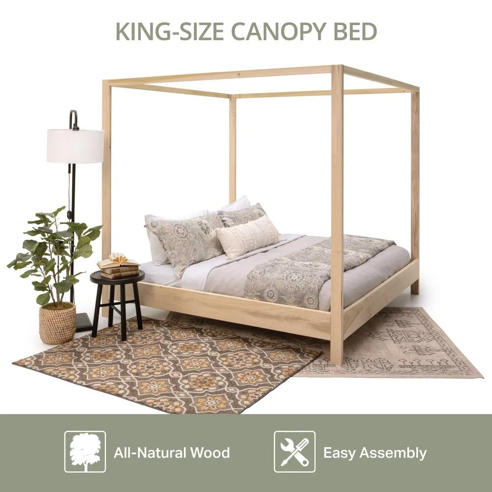 King Size Sustainable and Eco-friendly Modern Canopy Bed with Raised Platform