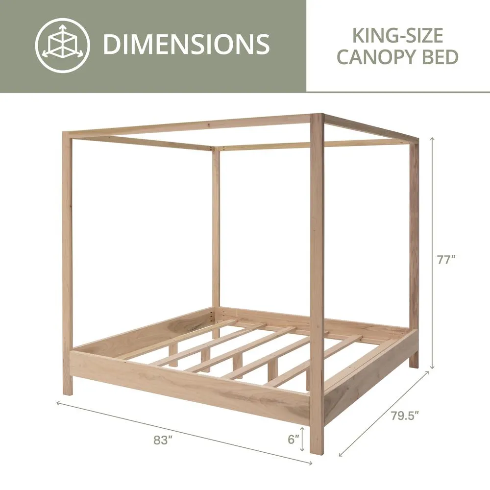 King Size Sustainable and Eco-friendly Modern Canopy Bed with Raised Platform