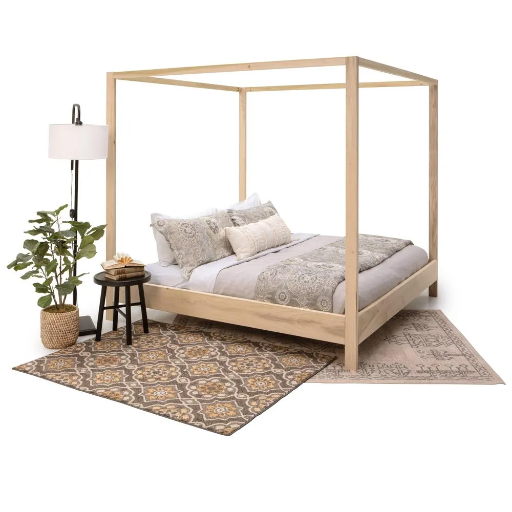 King Size Sustainable and Eco-friendly Modern Canopy Bed with Raised Platform