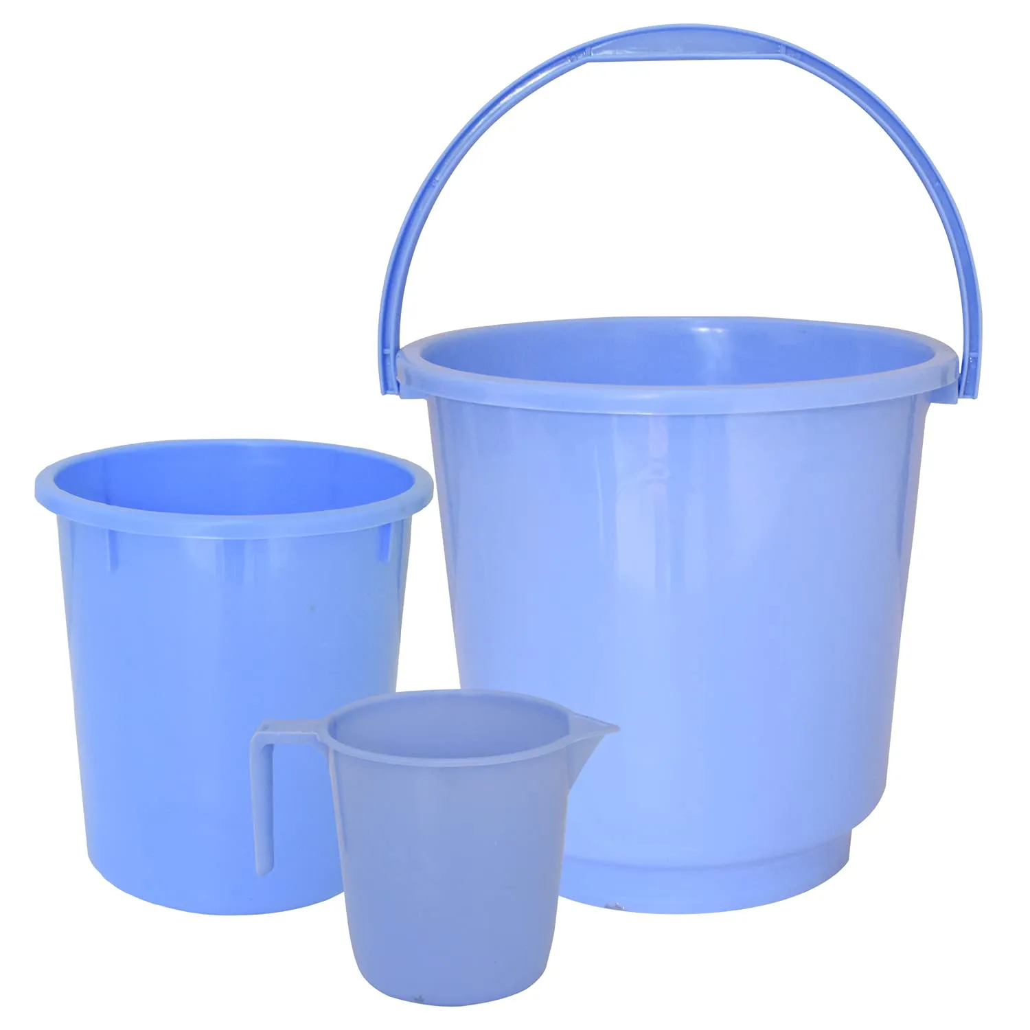 Kuber Industries 3 Pieces Plastic Bucket, Mug & Dustbin Set (Blue)