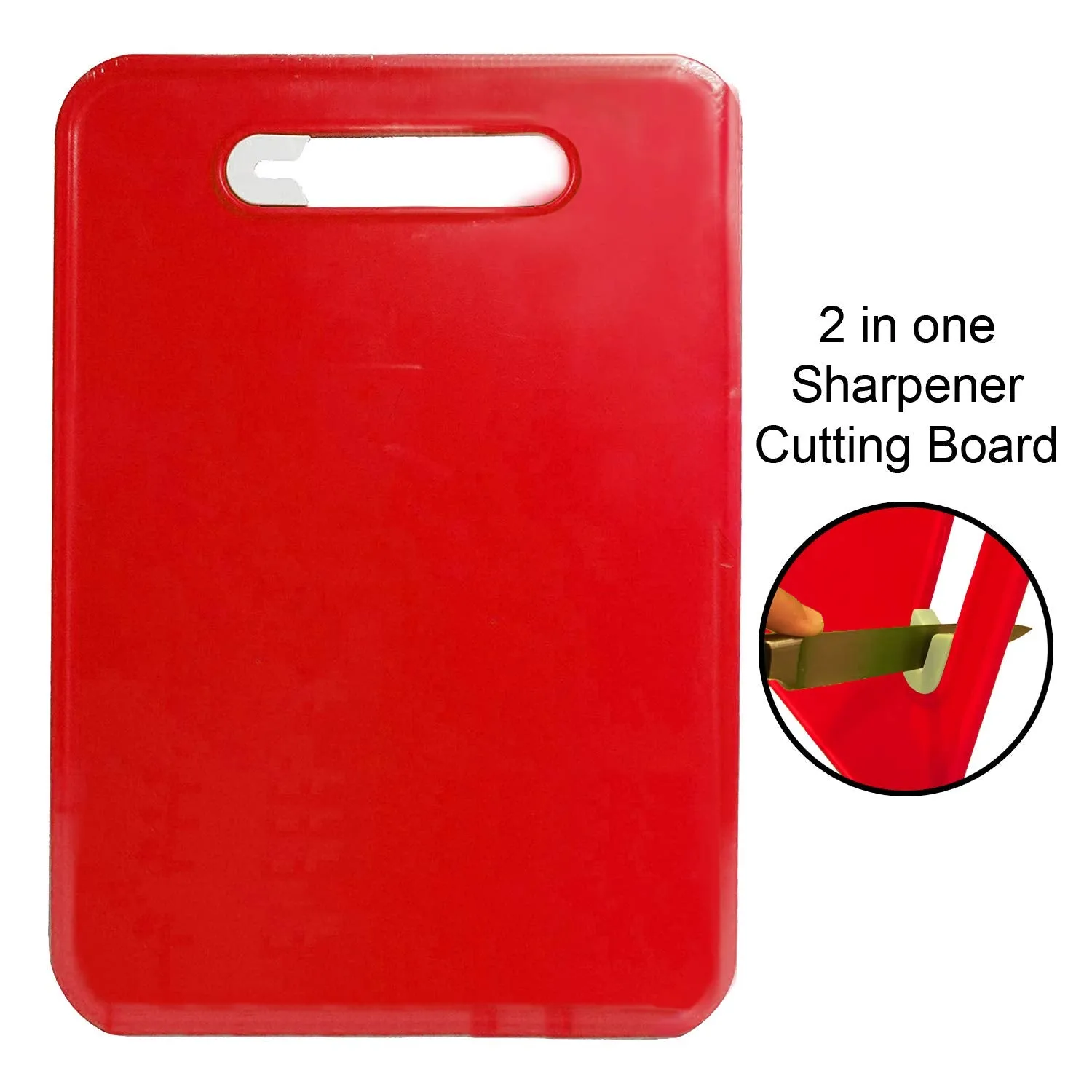 Kuber Industries Plastic 2 in 1 Knife Sharpener 3 Pieces Chopping Cutting Board (Multi)-CTKTC21576