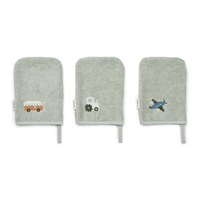 Liewood Francisco set 3 washcloths | Vehicles /Dove Blue