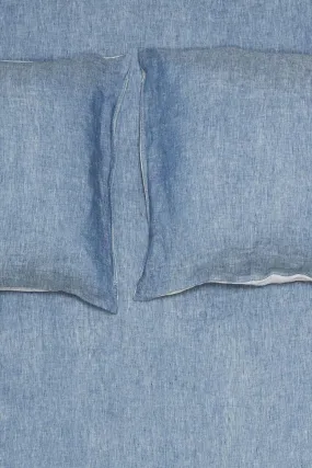 Linen Bedding Two Tone Stonewashed in Denim Color