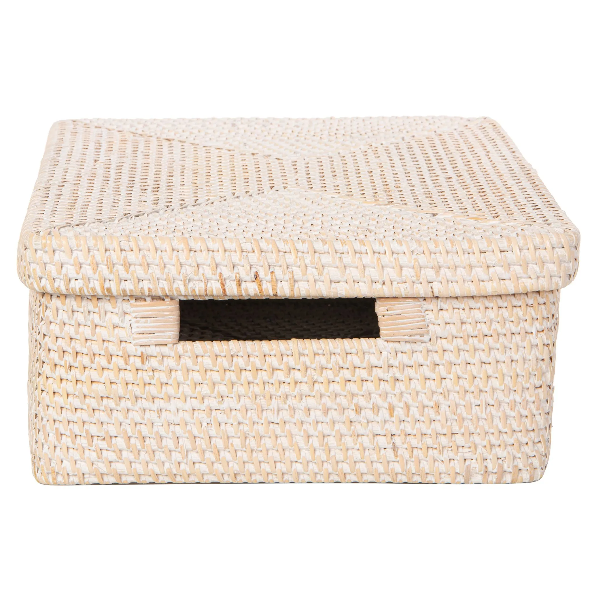 Loma Rectangular Rattan Storage Box and Decorative Shelf Storage Basket with Lid