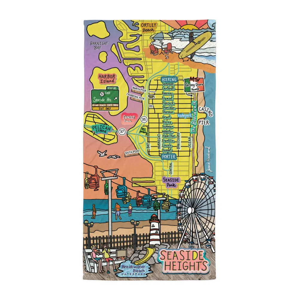 Map of Seaside Heights, NJ Beach Towel