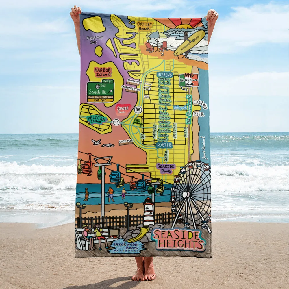 Map of Seaside Heights, NJ Beach Towel