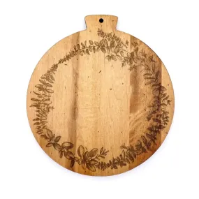 Maple Botanical Engraved Round Charcuterie Board