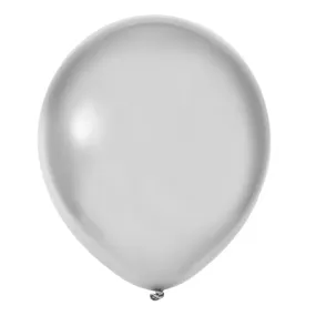 Metallic Silver 18" Chrome Large Round Latex Balloons | 10 pcs