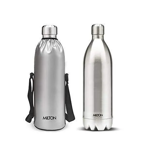 Milton Thermosteel Duo DLX 1800 Stainless Steel Water Bottle, 1.8 Liters, Silver