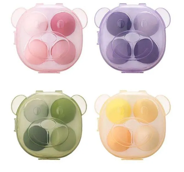 Miss Beauty New 1 Box 4pcs Transparent Bear Box Pack Makeup Sponge 4 Color Beauty Sponges Cosmetics Puff