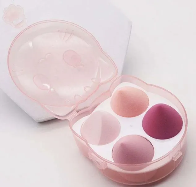 Miss Beauty New 1 Box 4pcs Transparent Bear Box Pack Makeup Sponge 4 Color Beauty Sponges Cosmetics Puff