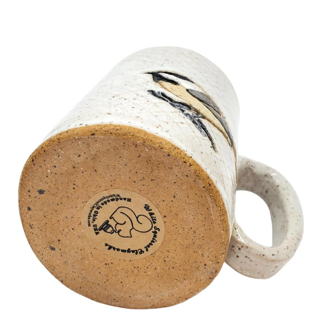 Mug - 16oz - Chickadee Patterned Ceramic Mug  by White Squirrel Clayworks