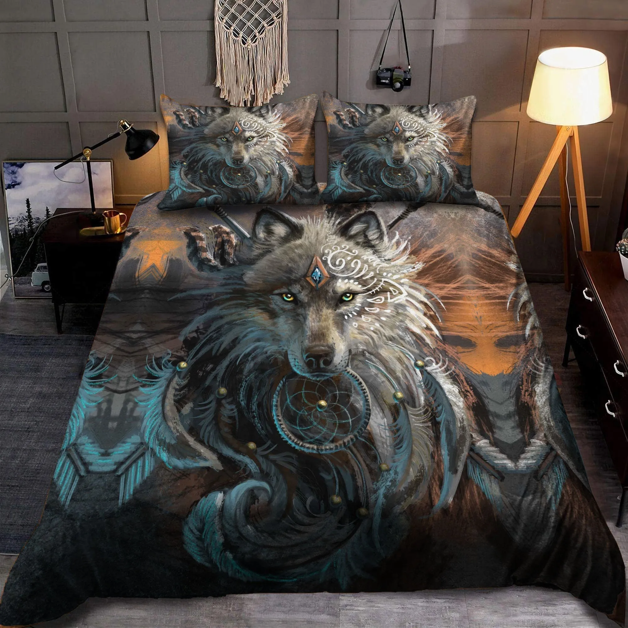 Native Wolf Face Bedding Set WCS