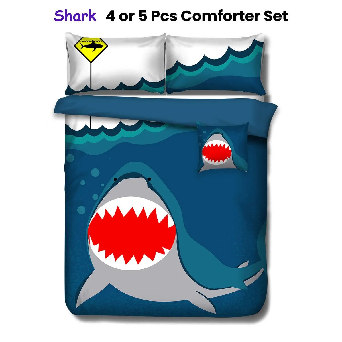 Navy Shark Kids Advventure 5 Pcs Comforter Set Double