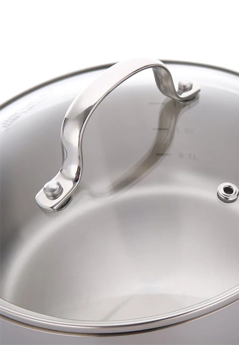 Neoflam Stainless Steel Casserole with Glass Lid